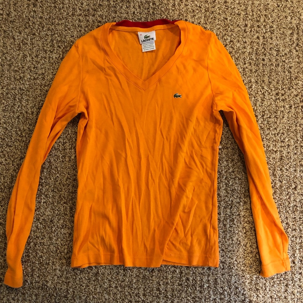 Orange Lacoste long sleeve t shirt
